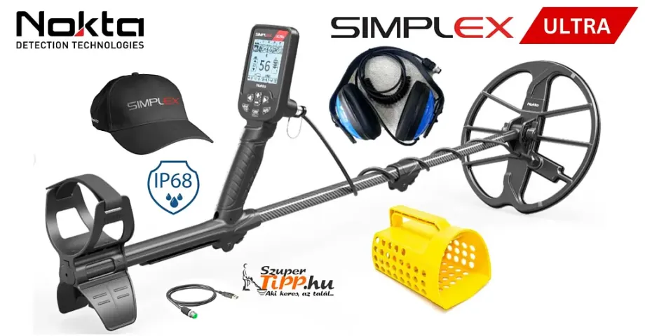 Nokta Simplex Ultra fémkereső + vízálló vezetékes fejhallgató + ásószita